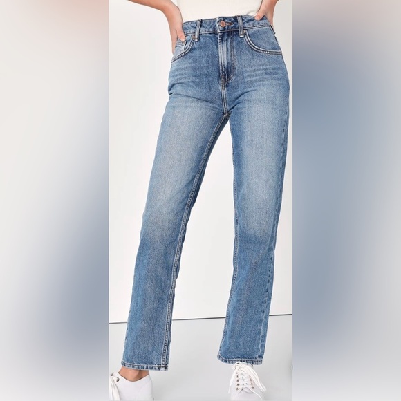 Free People Pacifica Medium Wash High-Rise Straight-Leg Jeans - Picture 2 of 9